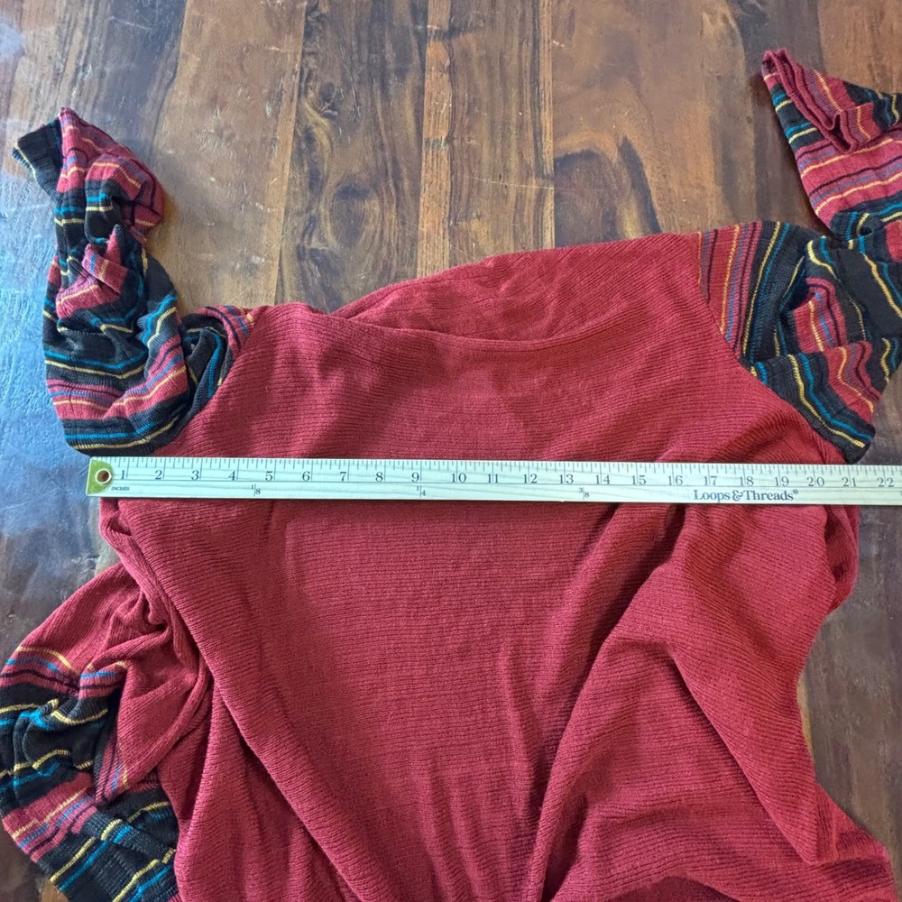 Jones New York Red Striped Open Front Handkerchief‎ Hem Cardigan Womens L/XL - Picture 4 of 4